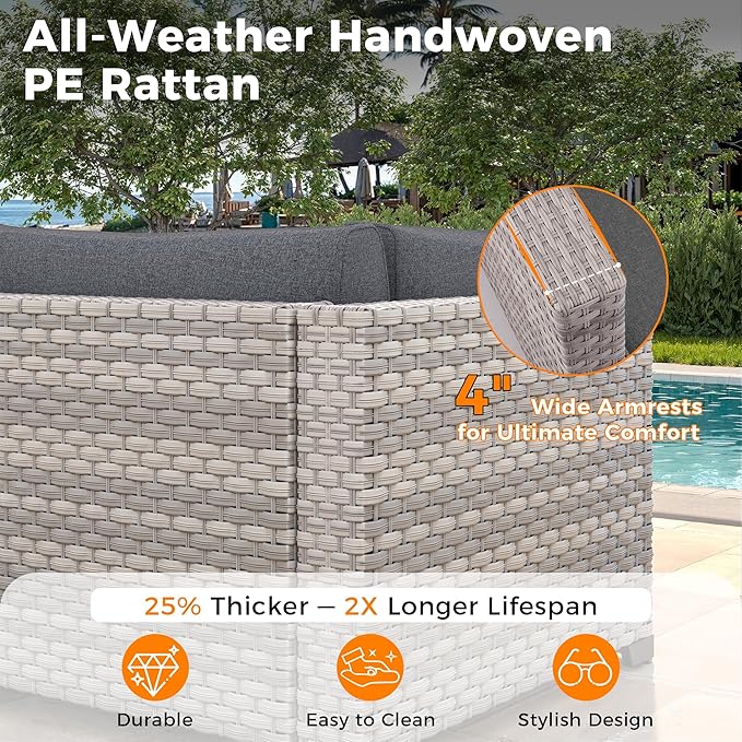 10-Seat Outdoor Wicker Patio Furniture Set - Image 4