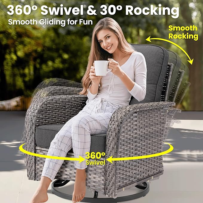 ovios 6 Pieces Patio Furniture Set, Outdoor Wicker Sofa Couch - Image 4