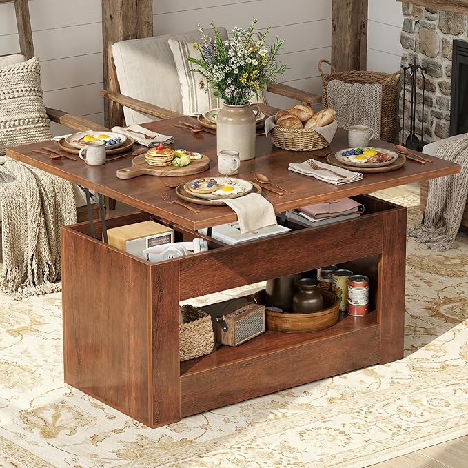 UNIQUITE 40" Lift Top Coffee Table, 4 in 1 Multi-Function Lift Coffee Tables - Image 7