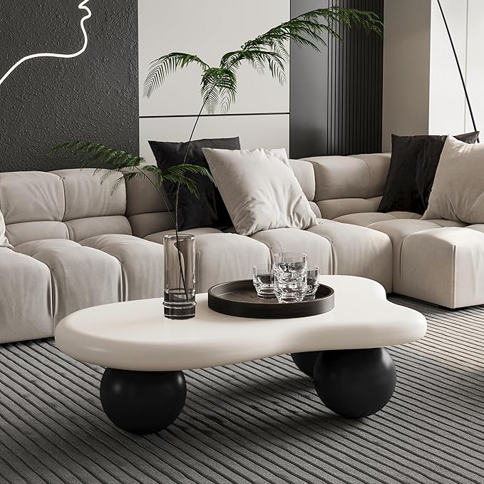 40" Cloud Coffee Table for Living Room Irregular Coffee Table Modern Low Coffee - Image 4