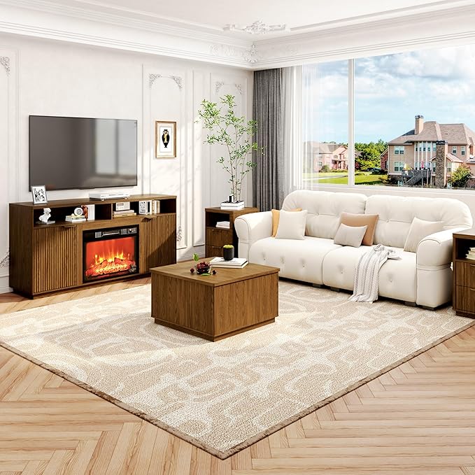 4-Piece Fluted Living Room Set Includes 31.5" Fluted Lift Top Coffee Table - Image 2