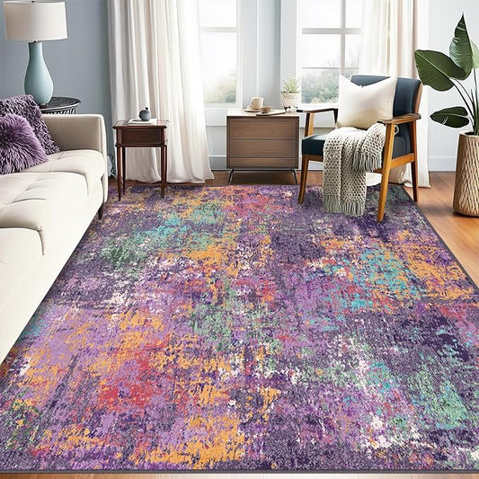 RELEANY Washable Area Rugs 6'x8' Non-Slip Modern Abstract Soft by RELEANY