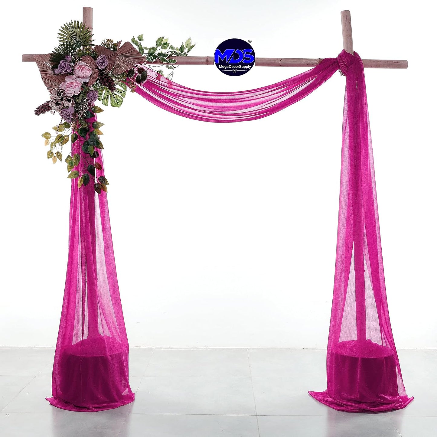 MDS Halloween Chiffon Draping Fabric - 2 Panel, 30" Wide x 50ft Long - Sheer Spooky Arbor & Canopy Drapery for Haunted House Backdrops, Party Ceilings, DIY Costumes & Themed Events - Magenta