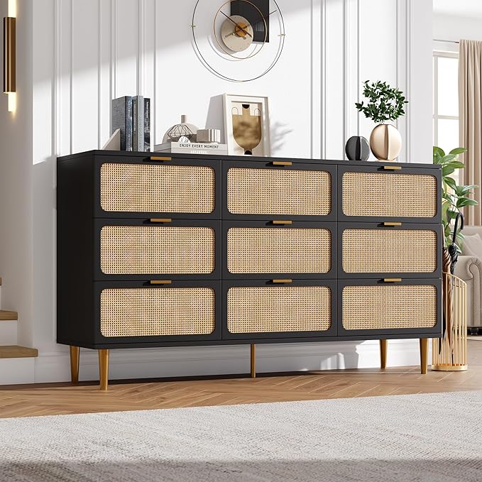 GarveeHome Rattan 9 Drawer Dressers - Image 3