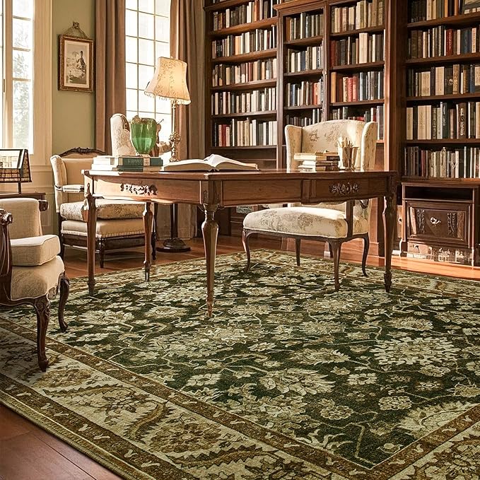 Area Rugs for Living Room, 6x9 Washable Area Rug for Bedroom, Retro Floral - Image 6