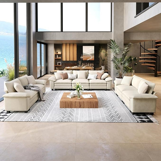 SUNSHINE VALLEY 3 Piece Living Room Sofa Furniture Set, Chenille Modular 2 by SUNSHINEVALLEY