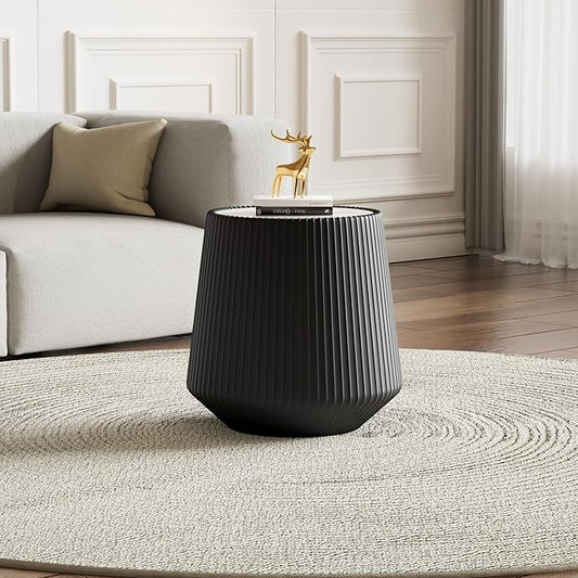 19.68" Round Marble End Table, Modern Cup Shaped Side Table by Henf