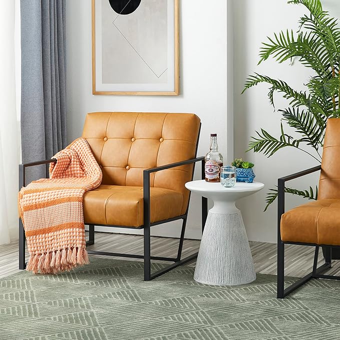 Glitzhome Mid Century Modern Accent Chair, Modern Living Room Chairs - Image 3