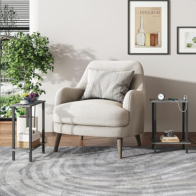TUTOTAK Small End Table with Charging Station, Narrow Side Table with USB Ports - Image 8