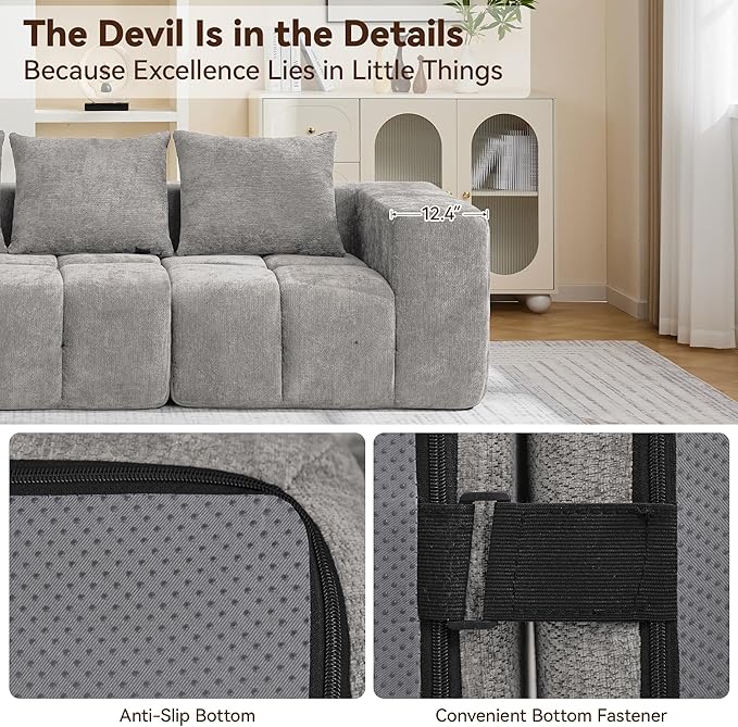 119" Boneless U-Shaped Sofa Couch - Image 3