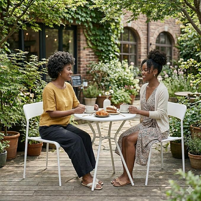 Outdoor Bistro Set for 2- Metal 3 Piece Bistro Table and Chairs Set of 2 -Small - Image 7