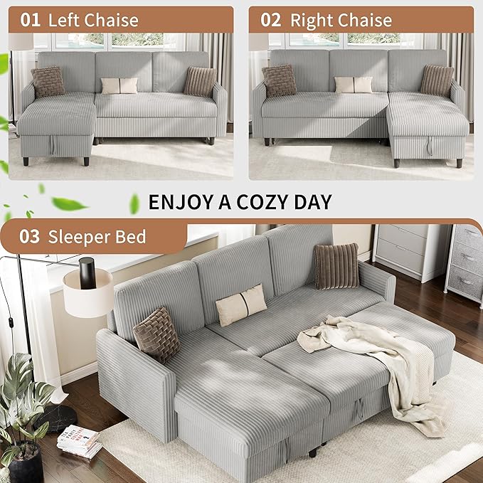 Walsunny 77" Sectional Sleeper Sofa - Image 5