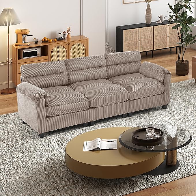 HAOMARKETS Corduroy Sofa Set, Upholstered 3-Seater Couch - Image 3