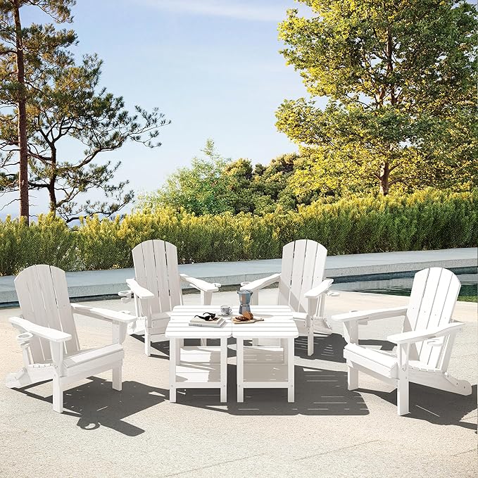 SERWALL Double Adirondack Side Table Set of 2, End Table- White - Image 9