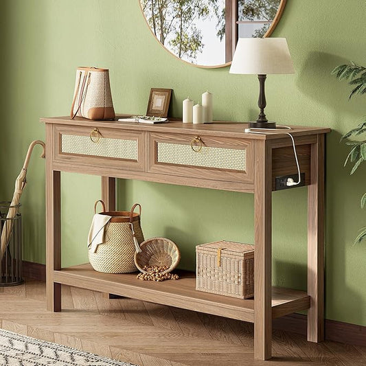 SUPERJARE Rattan Console Sofa Table by SUPERJARE