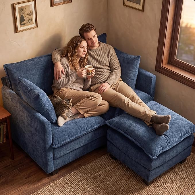 Loveseat Sofa with Ottoman, Cloud 3-Layer Cushion, Living Room, in a Box by KeepYoungJoyFitYourFlow