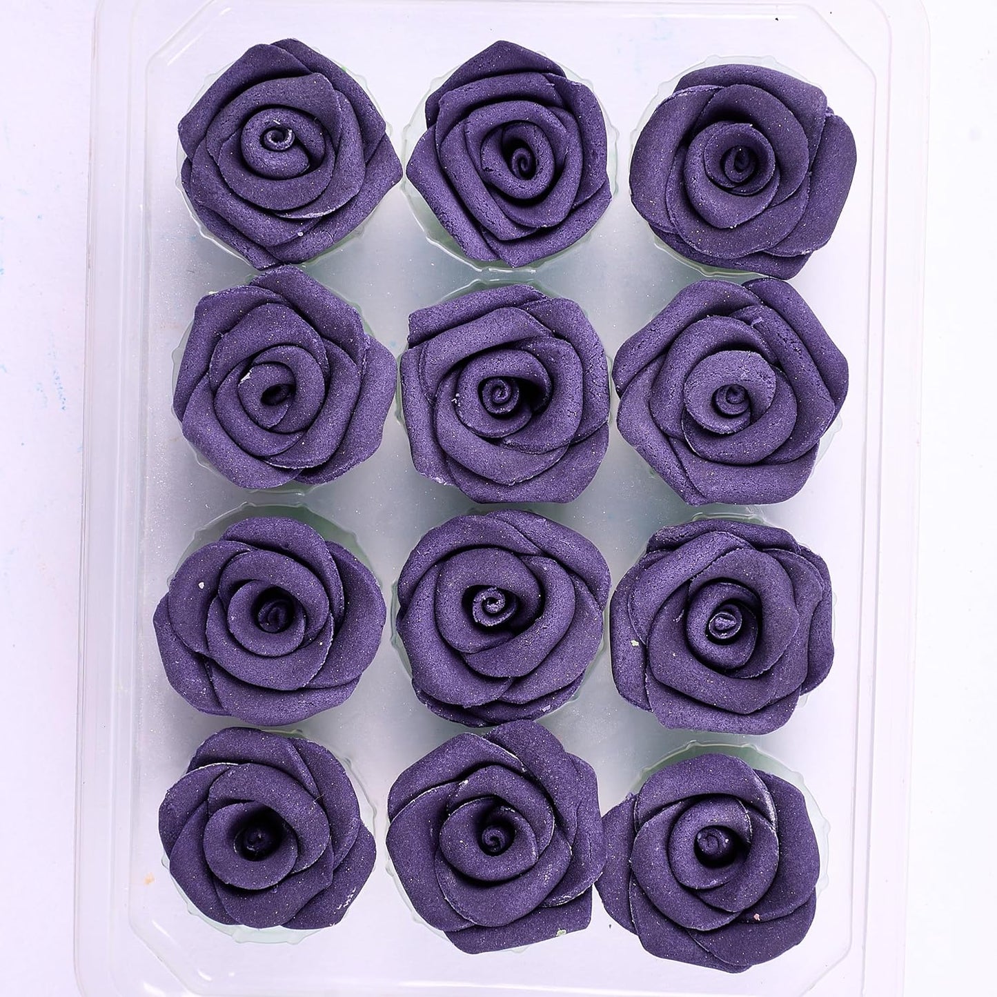 Confect Edible Rose Topper -Edible True Purple Rose Toppers for Cake & Cupcake - Edible Roses for Desserts- Vegan, Gluten-Free, Nut-Free, Dairy-Free, Palm Oil-Free - Pack of 12