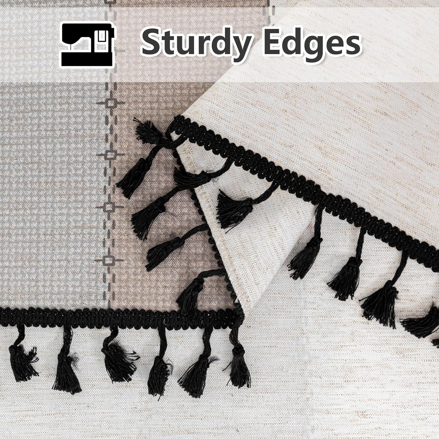 MYSKY HOME Table Cloth 60x84 in Rectangle, Heavy Duty Linen Look Waterproof Tablecloths Farmhouse Tablecloth, Wrinkle Free Table Cover with Coffee Lines for Kitchen Dining, Party