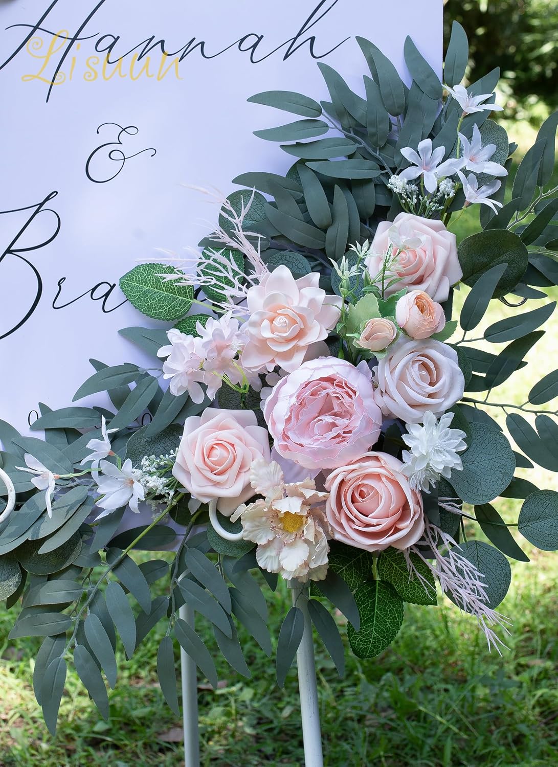 Wedding Arch Flowers, Artificial Flowers for Reception Backdrop and Welcome Ceremony Sign, Large Flower Swag for Dreamy Romantic Wedding Ceremony Floral Decor - Pack of 2