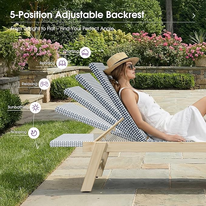 PURPLE LEAF Extra Large Patio Chaise Lounge 2 Pieces French Outdoor Wicker - Image 8