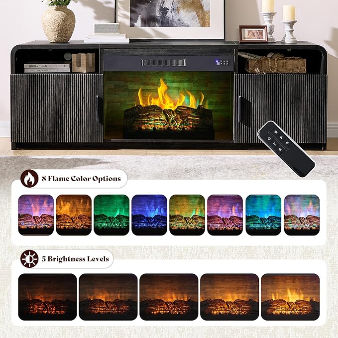 AMERLIFE 70" Fluted Fireplace TV Stand - Image 4