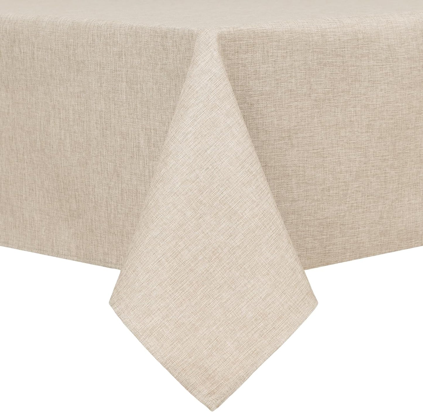 Hiasan Faux Linen Rectangle Tablecloth - Wrinkle and Stain Resistant Washable Table Cloth for Kitchen Dining Room Holiday Table Cover for Party Dinner, Beige, 52 x 70 Inch