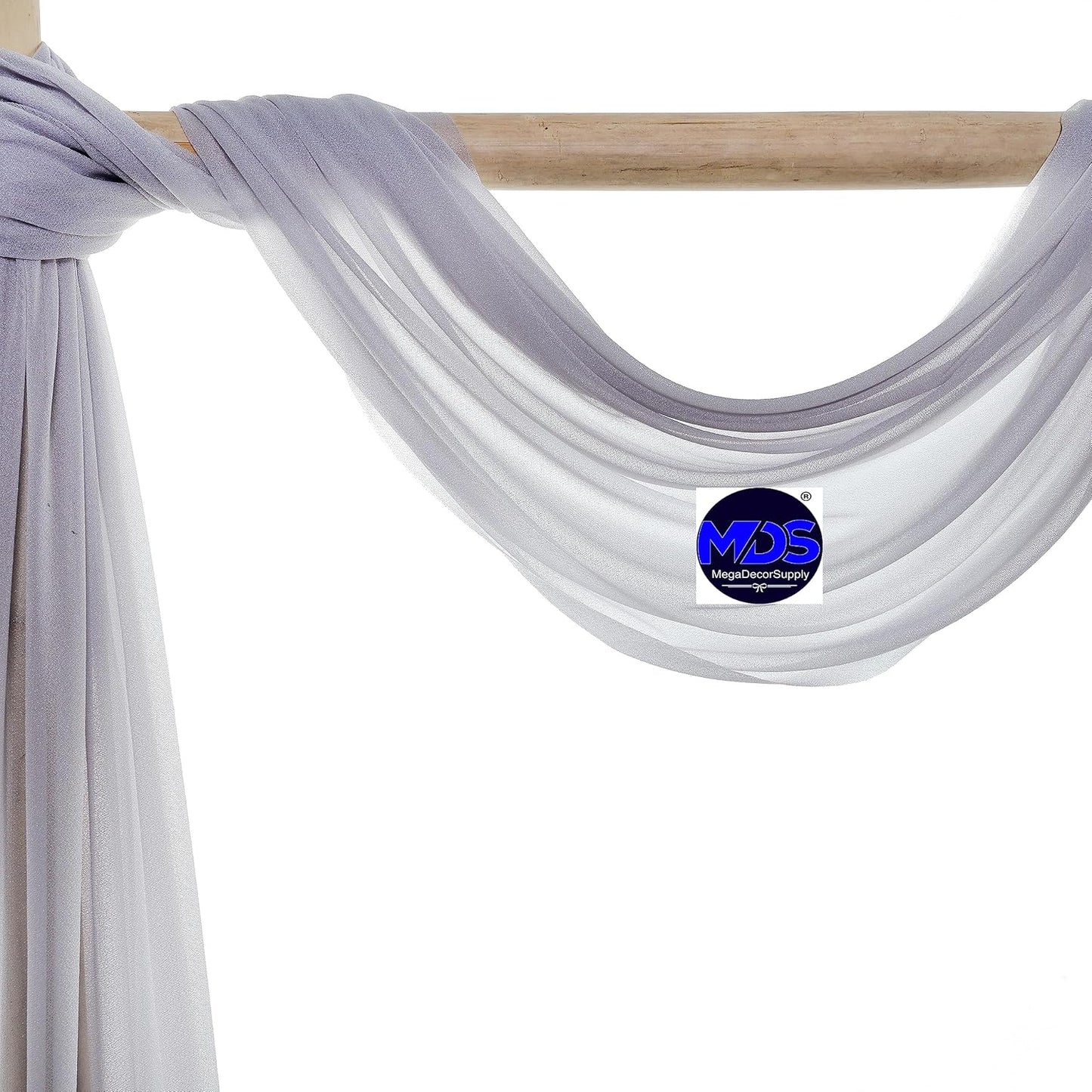 MDS Halloween Chiffon Draping Fabric - 2 Panel, 30" Wide x 100ft Long - Sheer Spooky Arbor & Canopy Drapery for Haunted House Backdrops, Party Ceilings, DIY Costumes & Themed Events - Cool Gray