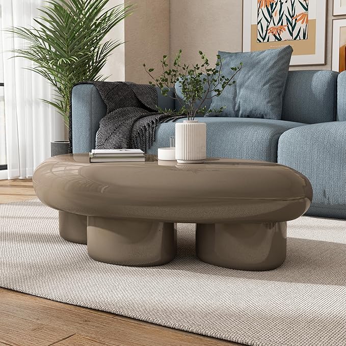 24/7 Shop at Home Kavren Modern 37-inch Oval Glossy Low Profile Coffee Table - Image 3