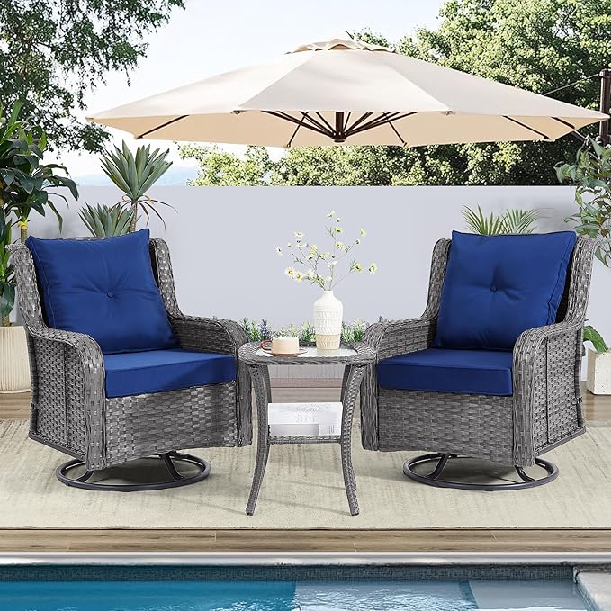 Wumiokio Patio Furniture Sets, 3 Pieces Wicker Outdoor Furniture - Image 2