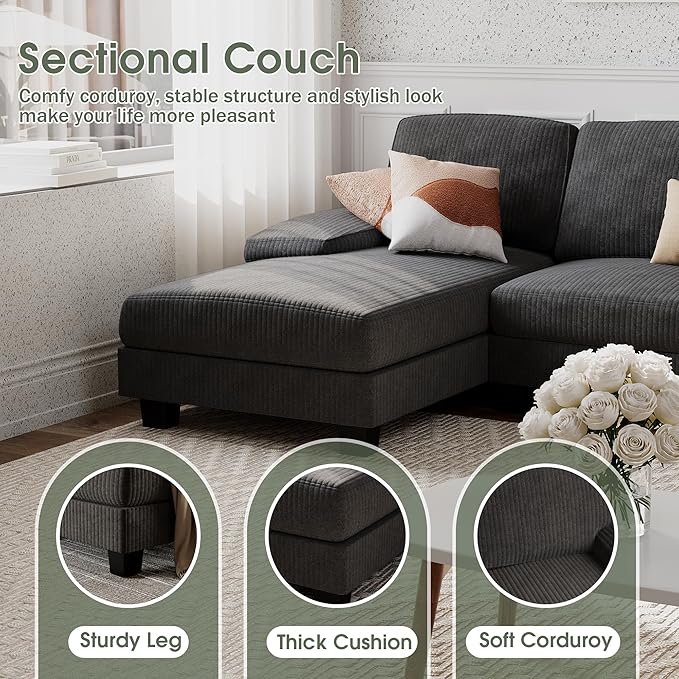 Furniwell Convertible Sectional Sofa Couch, 4 Seat Sofa Set - Image 4