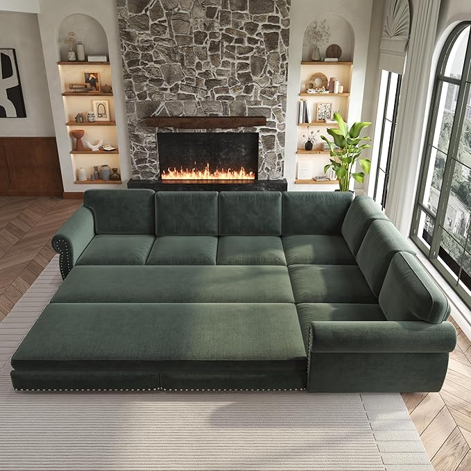 118" L-Shaped Sleeper Couch Bed - Image 9
