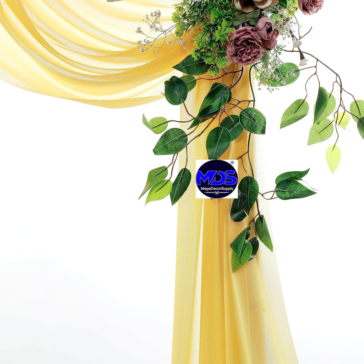 MDS Halloween Chiffon Draping Fabric - 1 Panel, 30" Wide x 30ft Long - Sheer Spooky Arbor & Canopy Drapery for Haunted House Backdrops, Party Ceilings, DIY Costumes & Themed Events - Gold