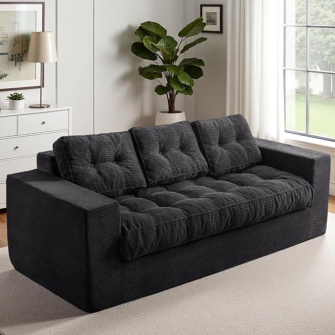 MAXYOYO Oversized Loveseat Sofa Couch, Upholstered Bean Bag Chair Cloud 3-Seat by MAXYOYO