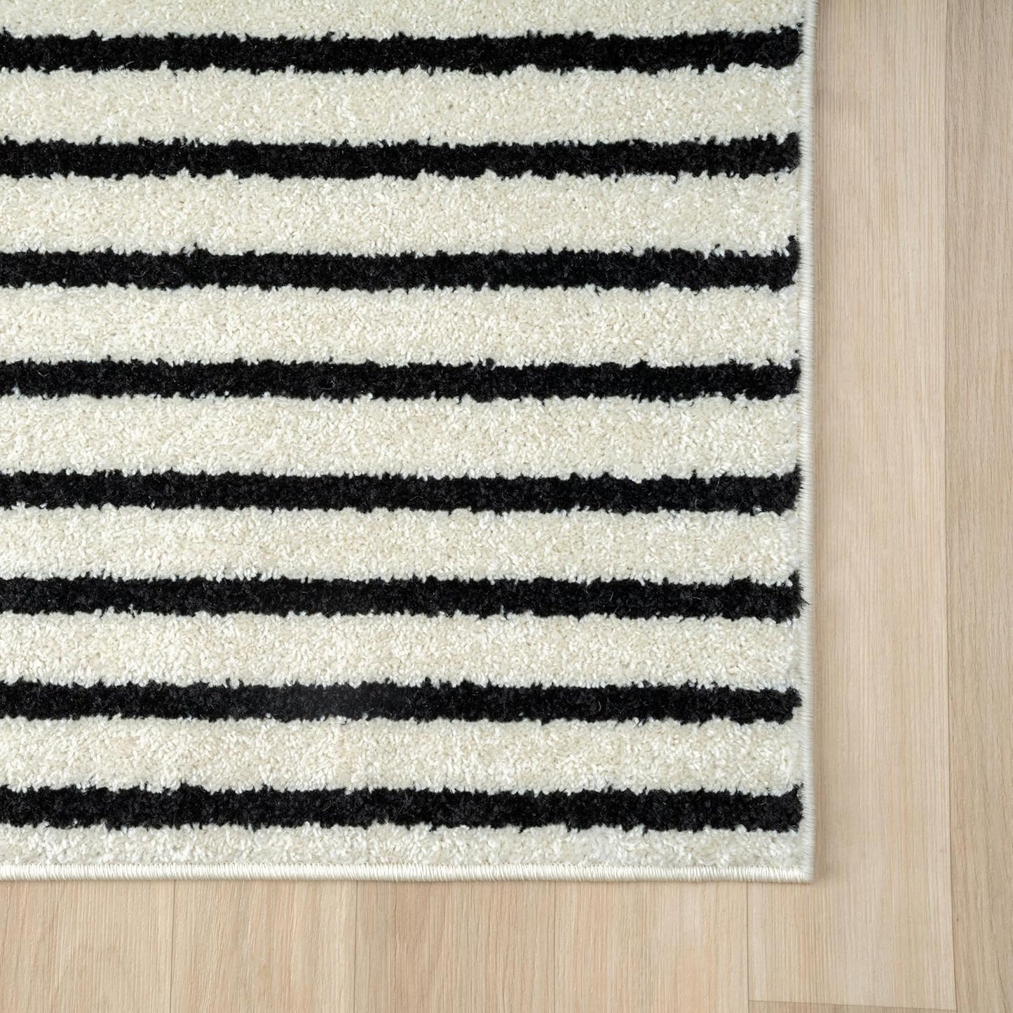Abani Nuevo Collection Area Rug - Mid-Century Black and White Arch Knot Design - 2'6" x 6' - for Living Room, Bedroom & Office