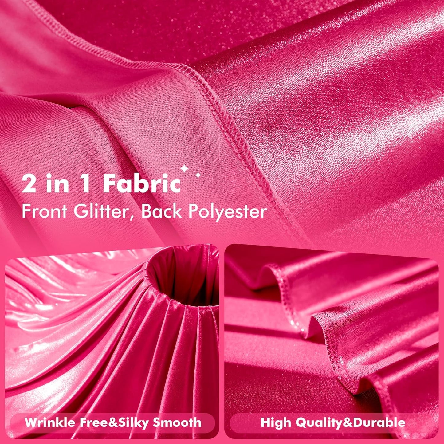 20x10ft Shimmer Hot Pink Sequin Backdrop Curtain for Parties, Thick Wrinkle Free Glitter Fuchsia Photo Backdrop Drapes Curtains for Birthday Wedding Halloween Photography Background-4 Panels 5x10ft