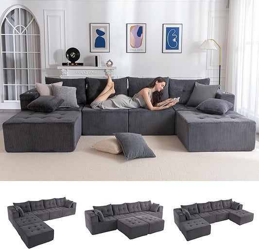 MAXYOYO 129.5" Modular Sectional Sofa Couch, U Shaped Modern Cloud Couch by MAXYOYO