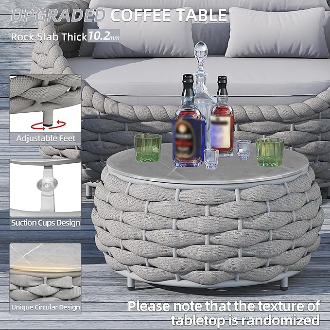 TWT 6-Piece Aluminum Patio Furniture Set, Modern Outdoor Conversation Set - Image 9