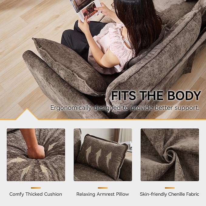 76'' Cloud Deep Seat Loveseat Sofa, Upholstered Chenille Modular 2-Seats - Image 4