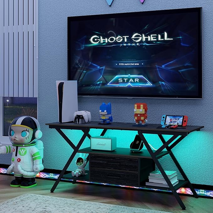Simoretus TV Stand with Power Outlet and LED Lights, Fits TVs up to 65” - Image 4