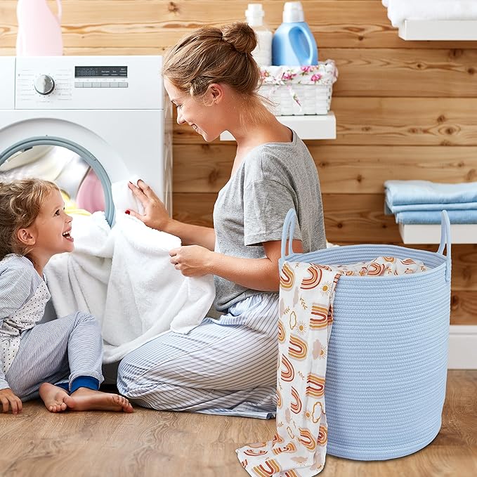 XUANGUO Cotton Rope Laundry Basket Hamper - Image 4