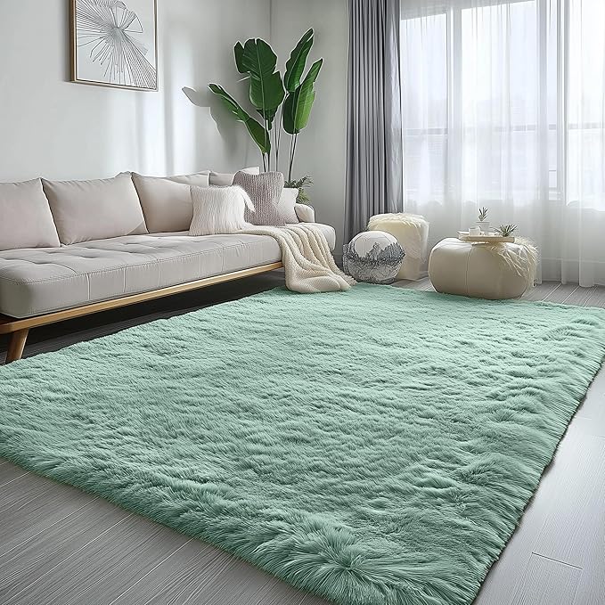 PAGISOFE Sage Green Rugs for Bedroom, 3x5 Ft Shaggy Rug Plush Fuzzy Carpet for - Image 4