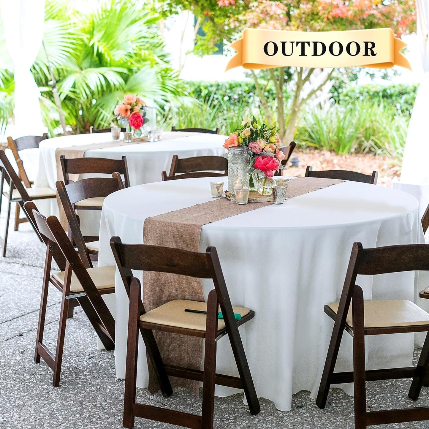 sancua 6 Pack Round Tablecloth 90 Inch White, Stain and Wrinkle Resistant Table Cloth - Washable Polyester Table Cover for Dining Tables, Buffet Parties and Camping