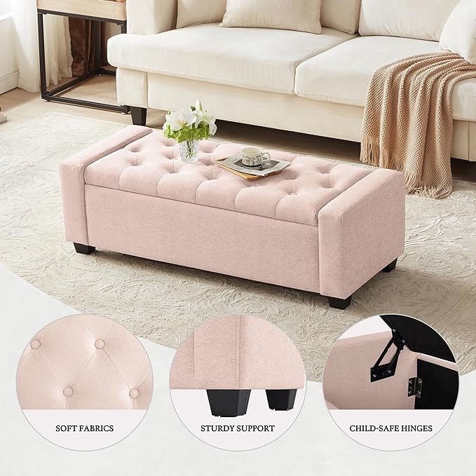 Huatean Home 48" Ottoman with Storage, Upholstered Entryway Bench with Seating - Image 4