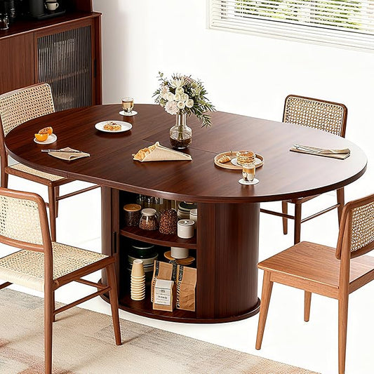 Extendable Round Dining Table for 2-4-6, 63 Inch Dining Room Kitchen Table by WildhomeYourHomeFurnishingSolution