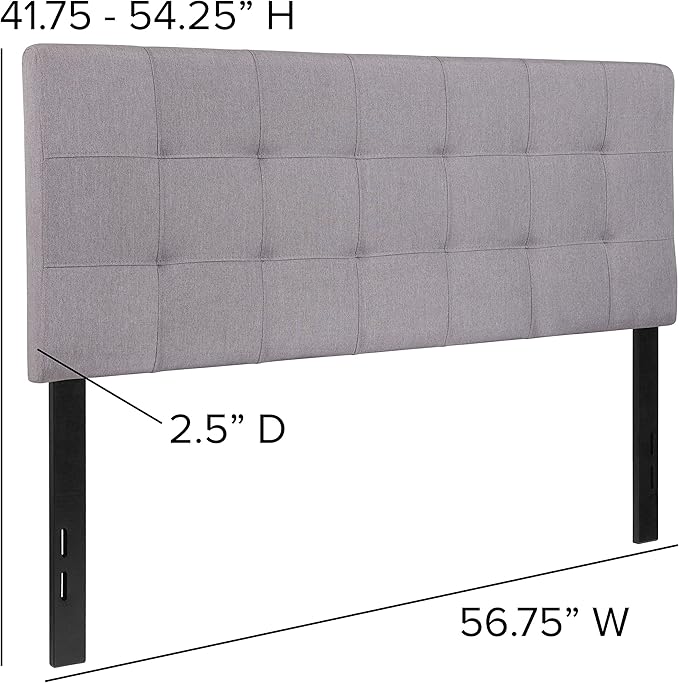 Flash Furniture Bedford Tufted Upholstered Full Size Headboard in Light Gray - Image 2