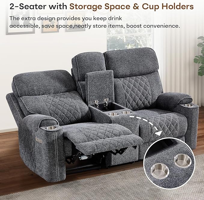 HAOMARKETS Power Reclining Loveseat Sofa Set of 2 - Image 5