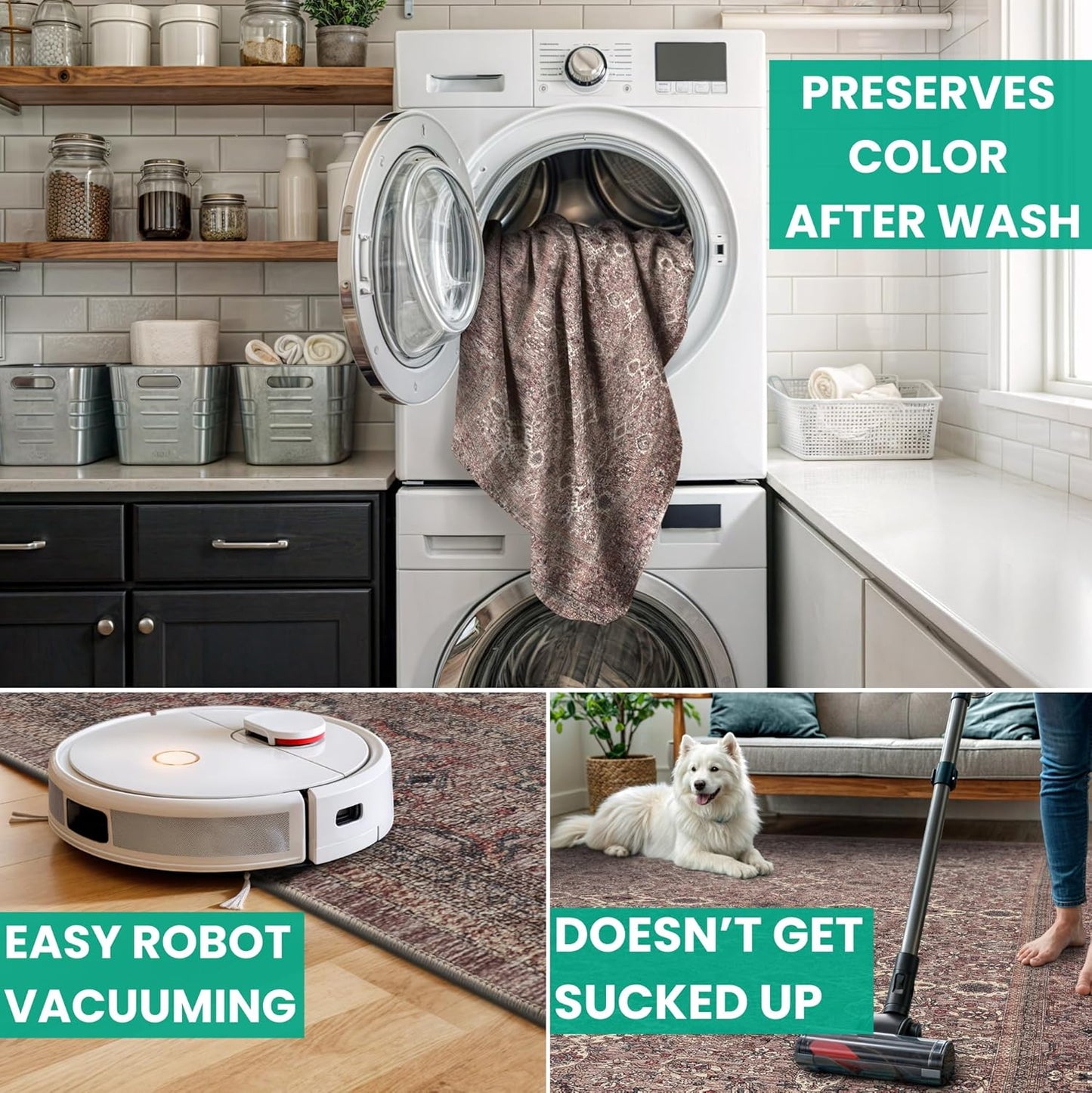 Bloom Rugs Washable Non-Slip 10 ft Runner - Beige Traditional Bordered Runner for Entryway, Hallway, Bathroom, and Kitchen - Exact Size: 2.5' x 10'