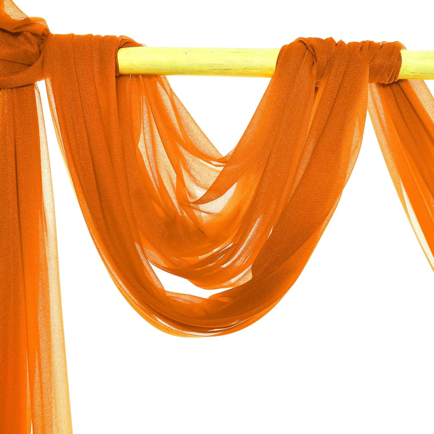 VDS Pack of 2 Panel (30 Inch X 100 Feet) Wedding Arch Draping Fabric Sheer Chiffon Fabric Drapery for Wedding Ceremony Reception Swag Backdrop Canopy Chuppah ARBO Altars Decoration (Orange)