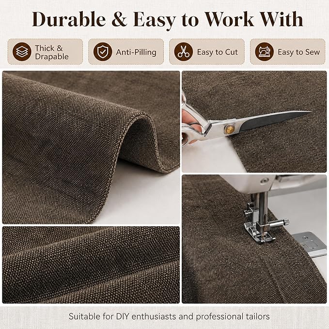 Mini Chenille Linen Blend Upholstery Fabric by the Yard, 57 Inch Wide Soft - Image 5