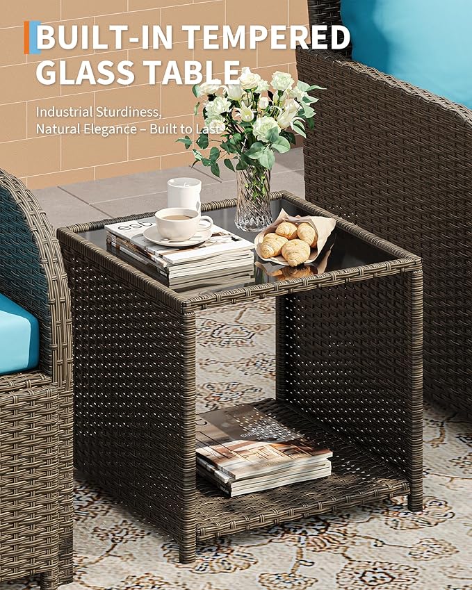 Garvee Patio Furniture Set, 5-Piece PE Rattan Wicker Outdoor Seating Set - Image 4